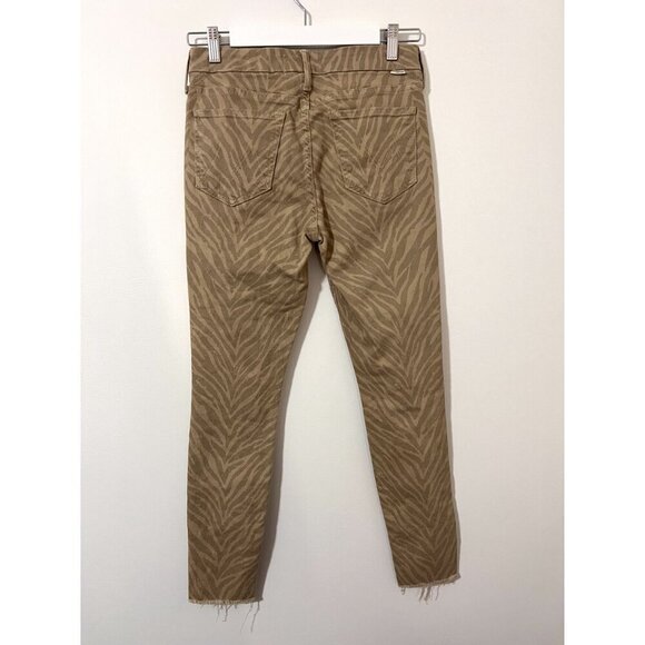Mother Jeans Tan The Looker Fray Sweet Stripes Skinny Raw Hem Size 27 - Picture 4 of 12